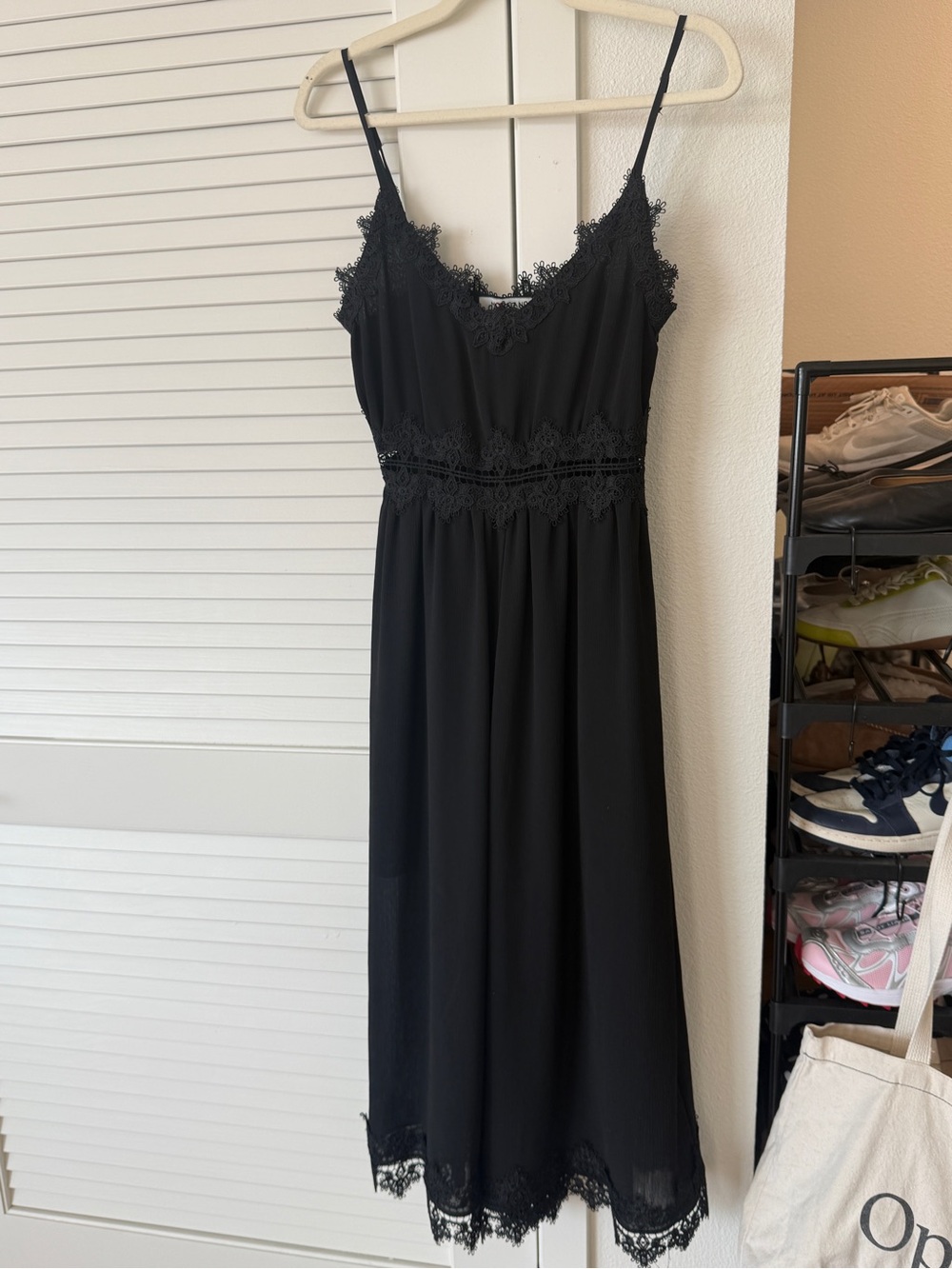 Vintage Morgan de toi Black Lace Trim Slip Dress